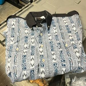 Vtg 80s Frontier Series Southwestern Shirt Men XL Aztec Button Up  Rodeo